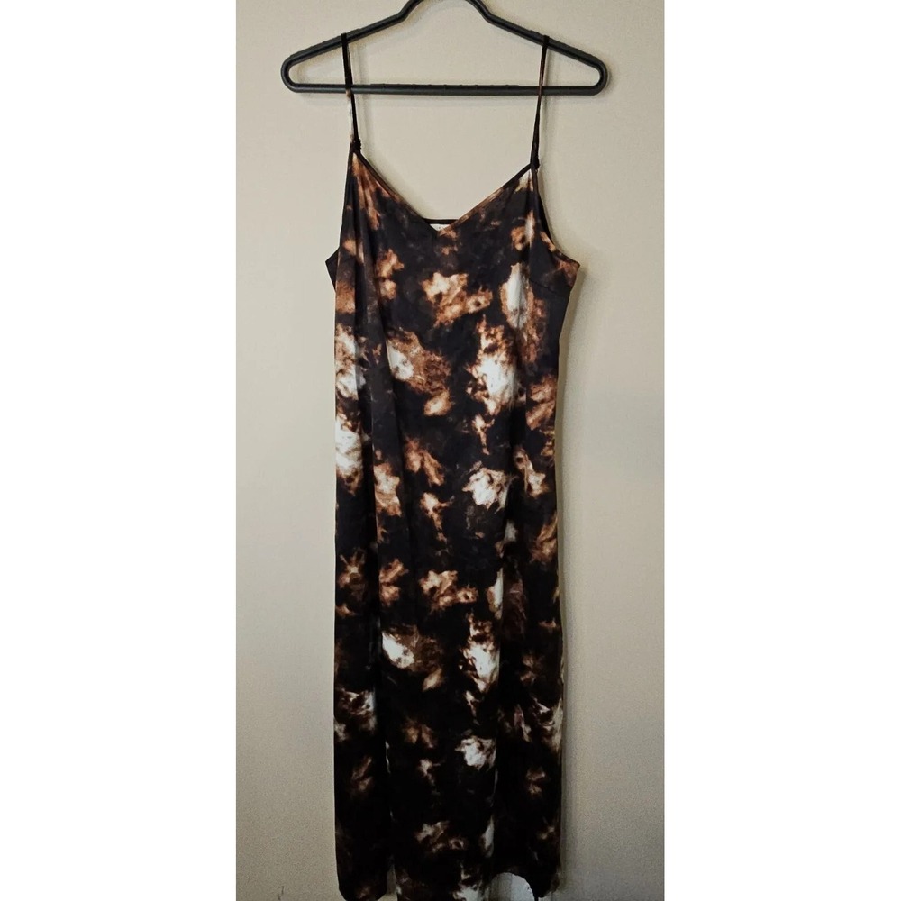 Cato Slip Dress Women Medium Black Brown Grunge Moody Dark Feminine Maxi Y2K 90s